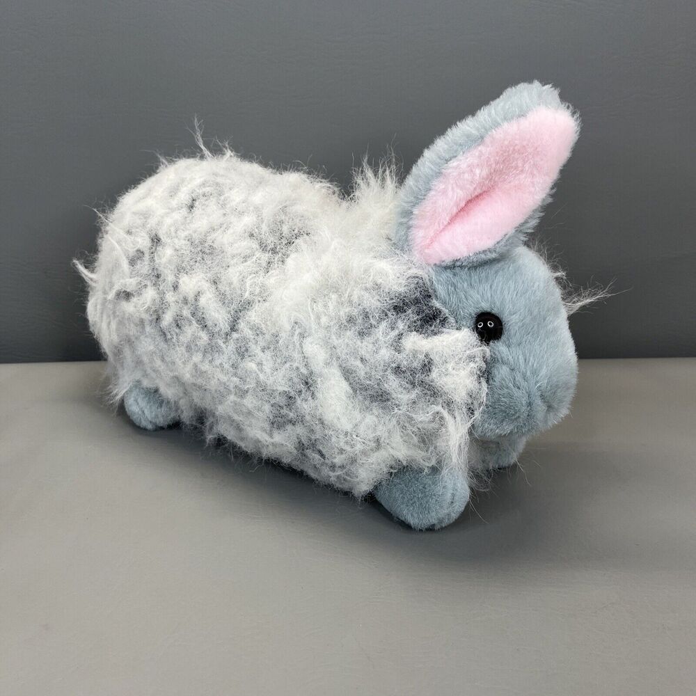 Vintage TB Trading Co Realistic Laydown Gray Fuzzy Easter Bunny Rabbit